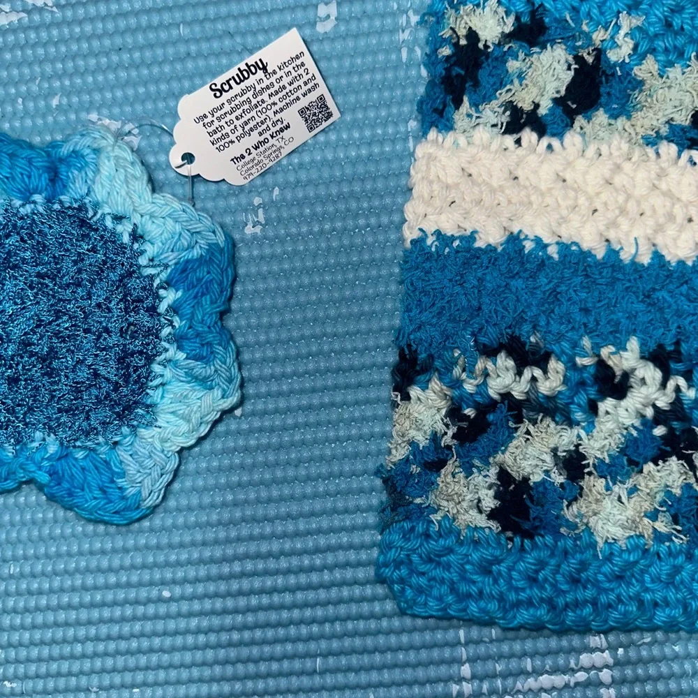 Dark Blue and Light Blue Handmade Cotton Multi Use Washcloth Set